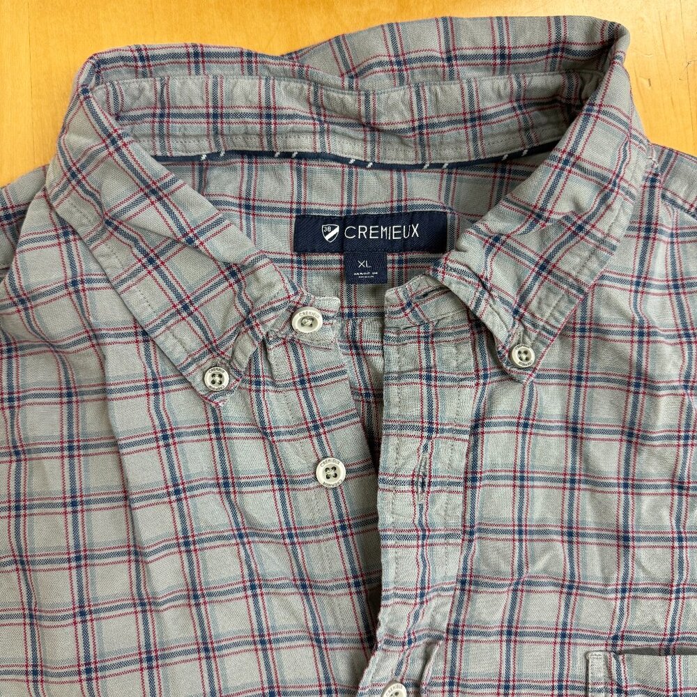 Cremieux Men’s XL Gray Plaid Shirt Long Sleeve Classic Fit Cotton Button Down